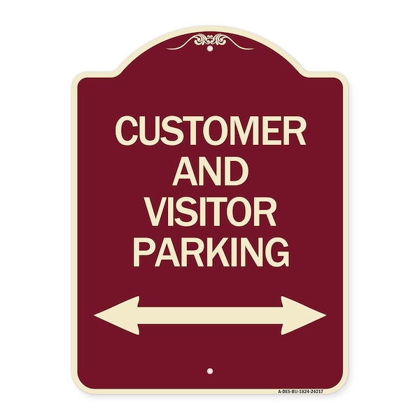 Customer and Visitor Parking Bidirectional Arrow Heavy-Gauge Aluminum Sign, 24" x 18", BU-1824-24217
